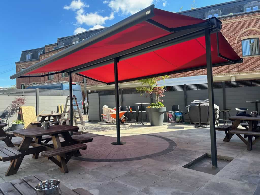 Red Freestanding Awning