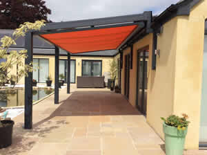 Veranda With Orange Underside Awning