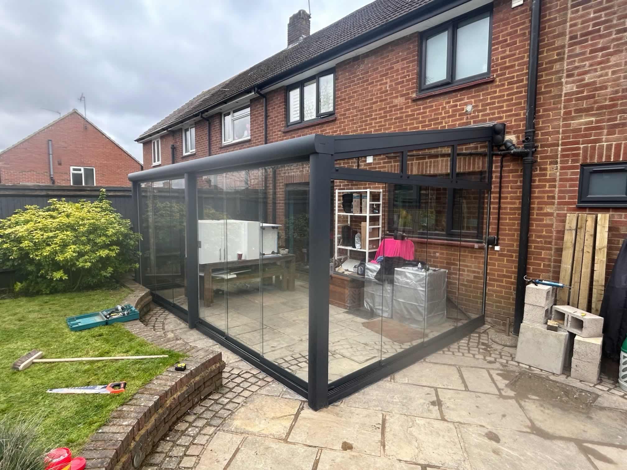 Veranda With Sliding Glass Walls